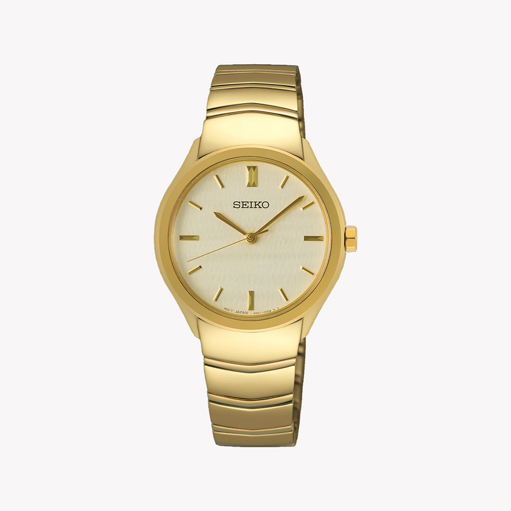 Seiko Women's Gold Watch, Beige Dial | Sur552p1 by i-watch