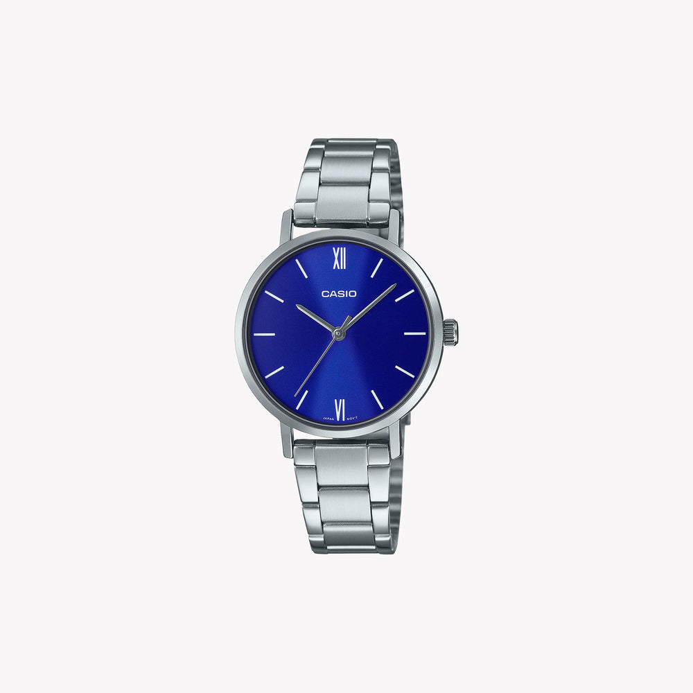 Casio Women's Stainless Steel Watch, Blue Dial | Ltp-Vt02d-2a by i-watch