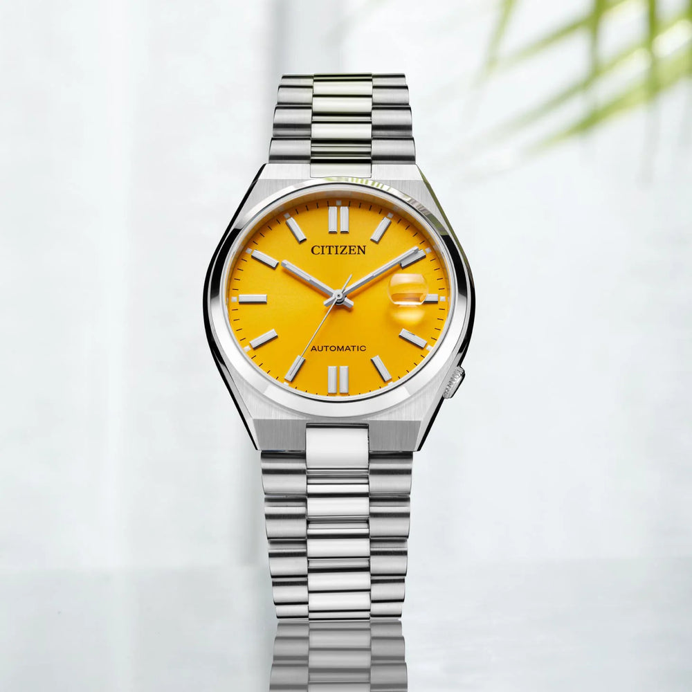 Citizen Men's Silver Stainless Steel Watch, Yellow Dial | Nj0150-81z by i-watch