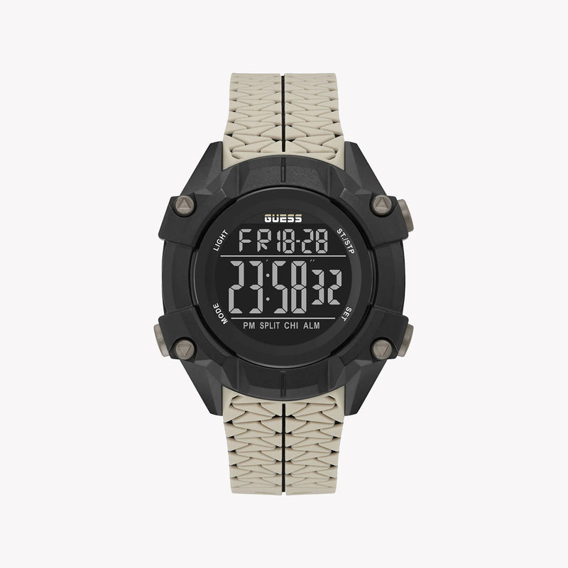 Guess Men's Black Stainless Steel, Beige Silicone | Gw0342g2 by i-watch