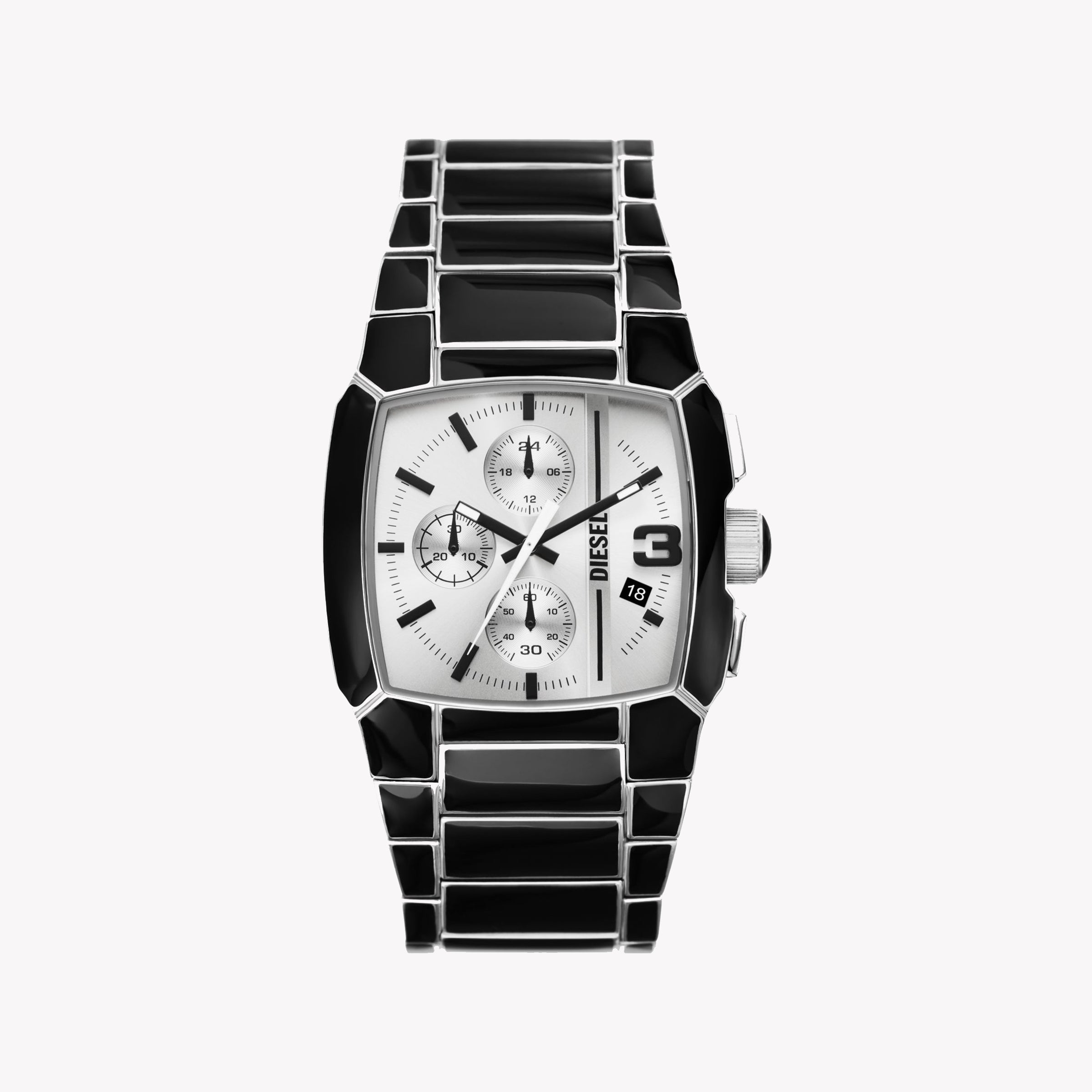 DIESEL DZ4646 BOLD RUGGED - MEN'S ANALOG WATCH WITH BLACK STAINLESS STEEL BAND & SILVER DIAL