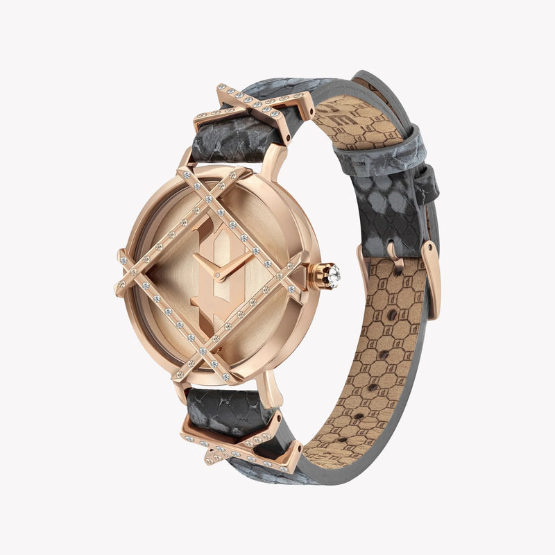Police Women's Rose Gold Watch, Grey Leather Strap | Pl-16068bsr_32 by i-watch