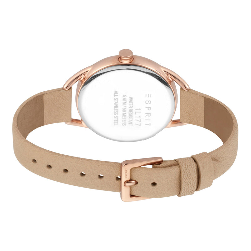 Esprit Women's Watch With Rose Gold Stainless Steel Case And Beige Leather Band by i-watch