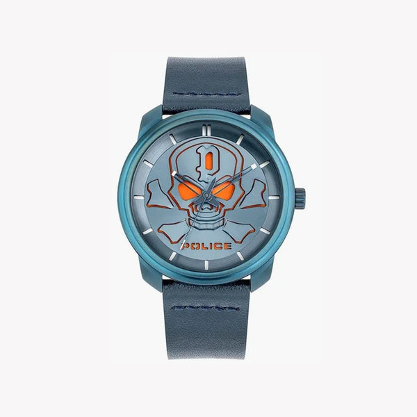 Police Men's Blue Leather Watch, Stainless Steel Case | P15714jsbl03 by i-watch