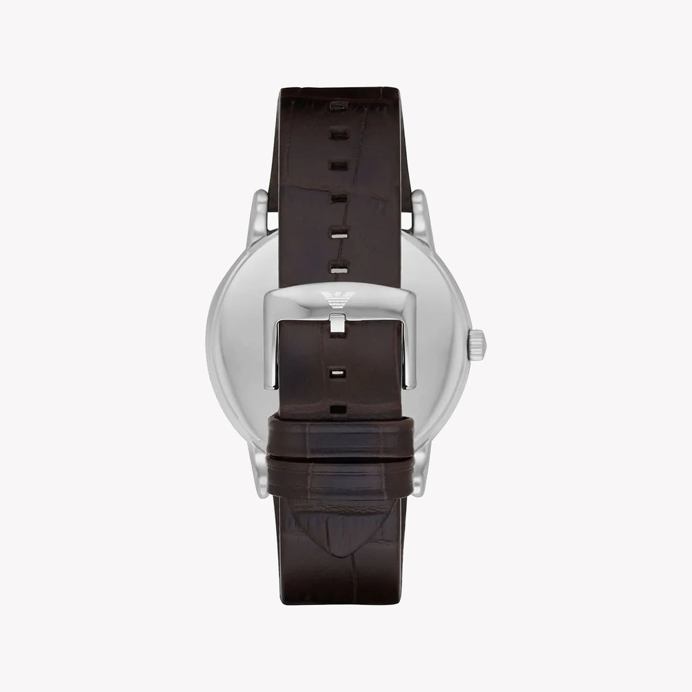 Emporio Armani Men's Silver Stainless Steel, Brown Leather | Ar1996 by i-watch