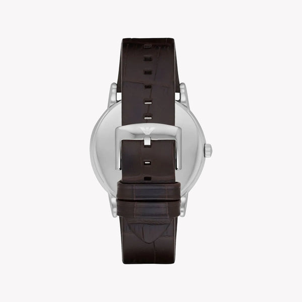 Emporio Armani Men's Silver Stainless Steel, Brown Leather | Ar1996 by i-watch