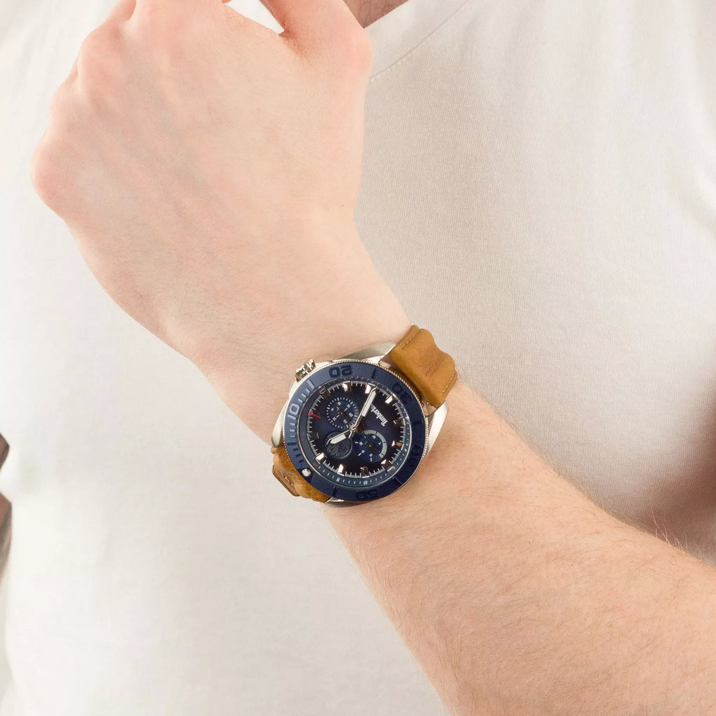 TIMBERLAND TDWGF2200903 RUGGED ADVENTURE MEN'S WATCH - STYLISH BLUE DIAL & BROWN LEATHER BAND-i-Watch-4