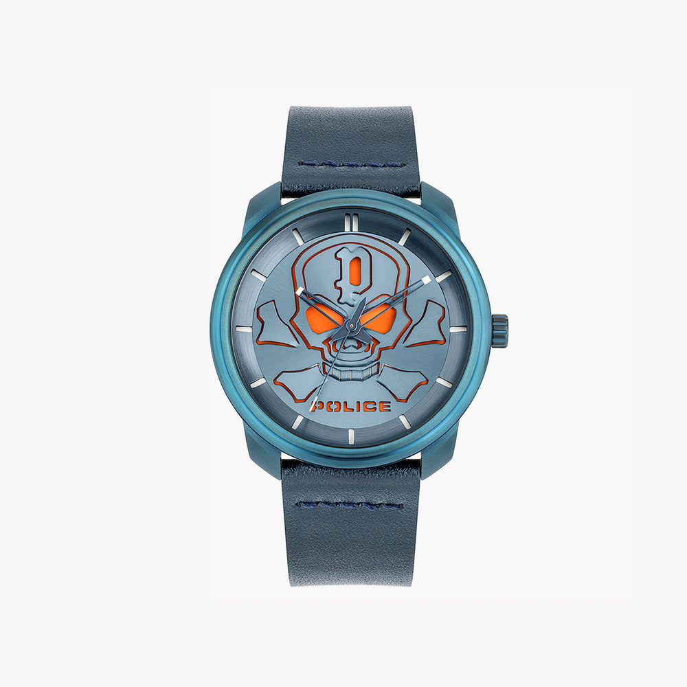 Police Men's Blue Leather Watch, Stainless Steel Case | Pl-15714jsbl_03 by i-watch