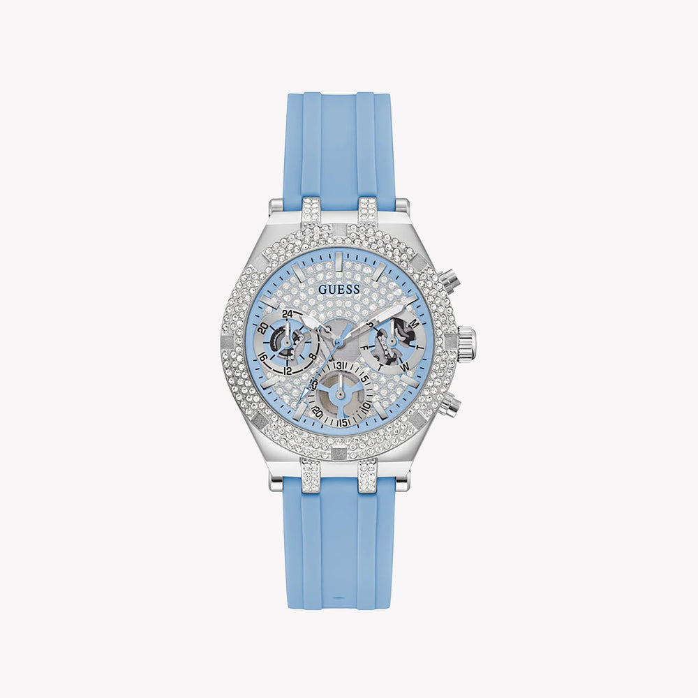 Guess Women's Light Blue Silicone, Silver Stainless Steel | Gw0407l1 by i-watch