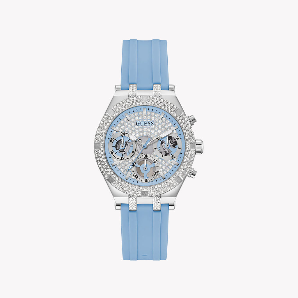 GUESS GW0407L1 CHARMING VIBRANCE - ELEGANT WOMEN'S WATCH WITH LIGHT BLUE SILICONE BAND