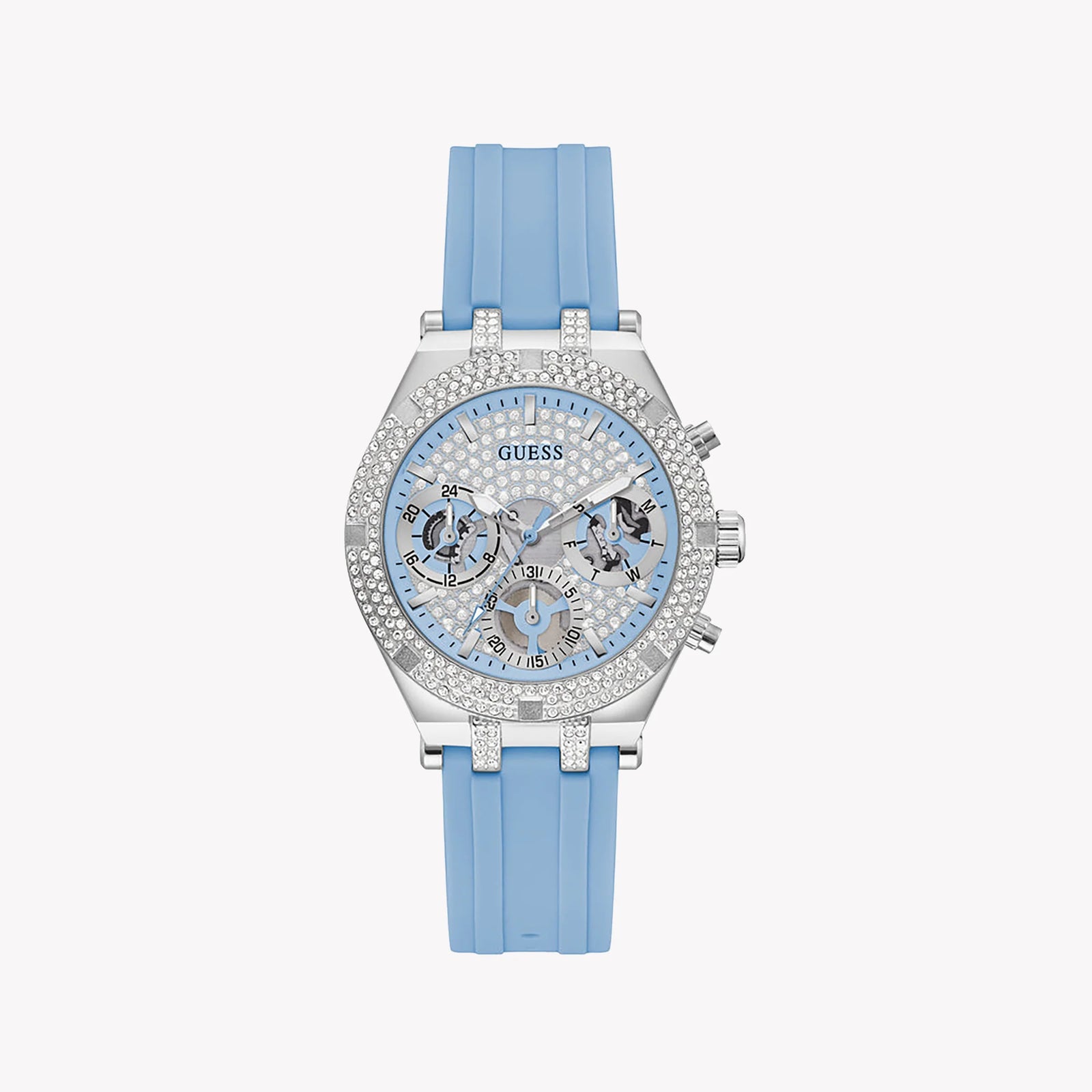 Guess Women's Light Blue Silicone, Silver Stainless Steel | Gw0407l1 by i-watch