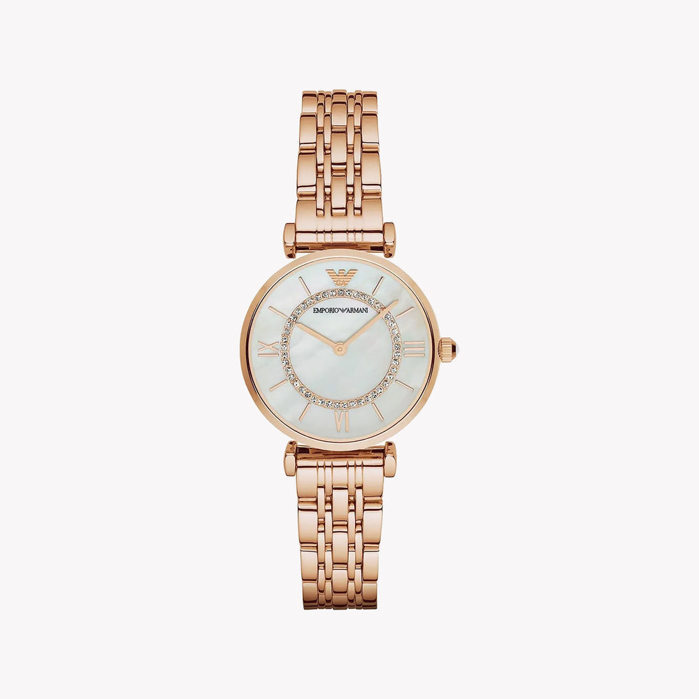 Emporio Armani Women's Rose Gold Watch, White Dial | Ar1909 by i-watch