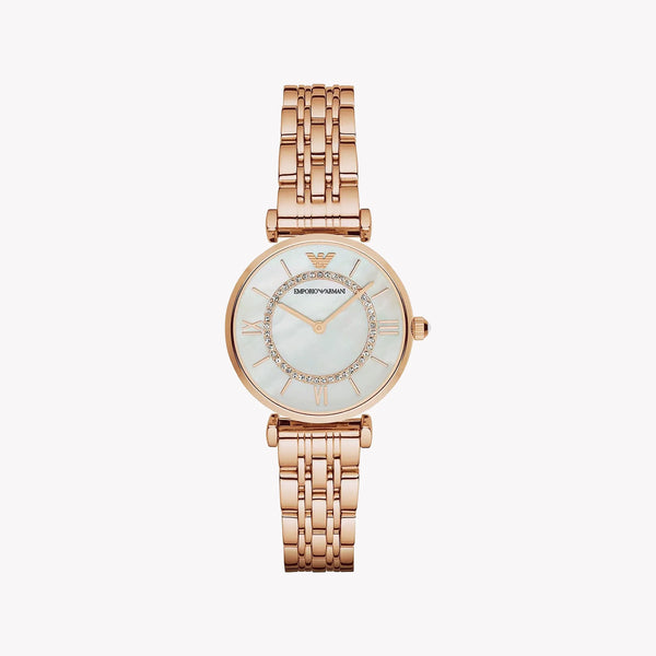 Emporio Armani Women's Rose Gold Watch, White Dial | Ar1909 by i-watch