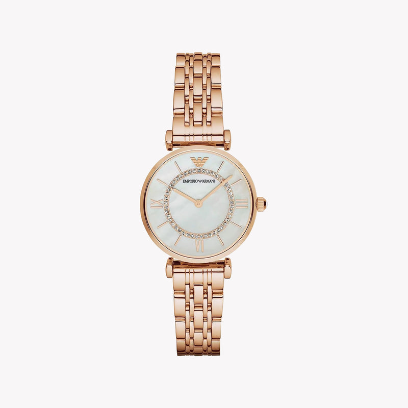 Emporio Armani Women's Rose Gold Watch, White Dial | Ar1909 by i-watch