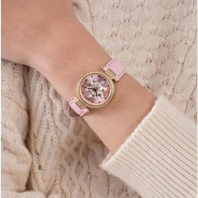 Guess Women's Pink Leather Watch, Gold Case | Gw0382l1 by i-watch