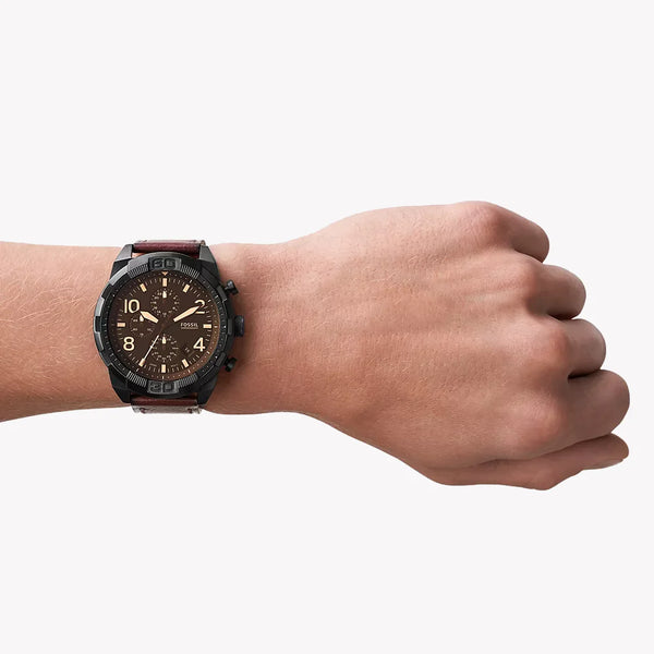 Fossil Men's Black Stainless Steel Watch, Brown Leather | Fs5875 by i-watch