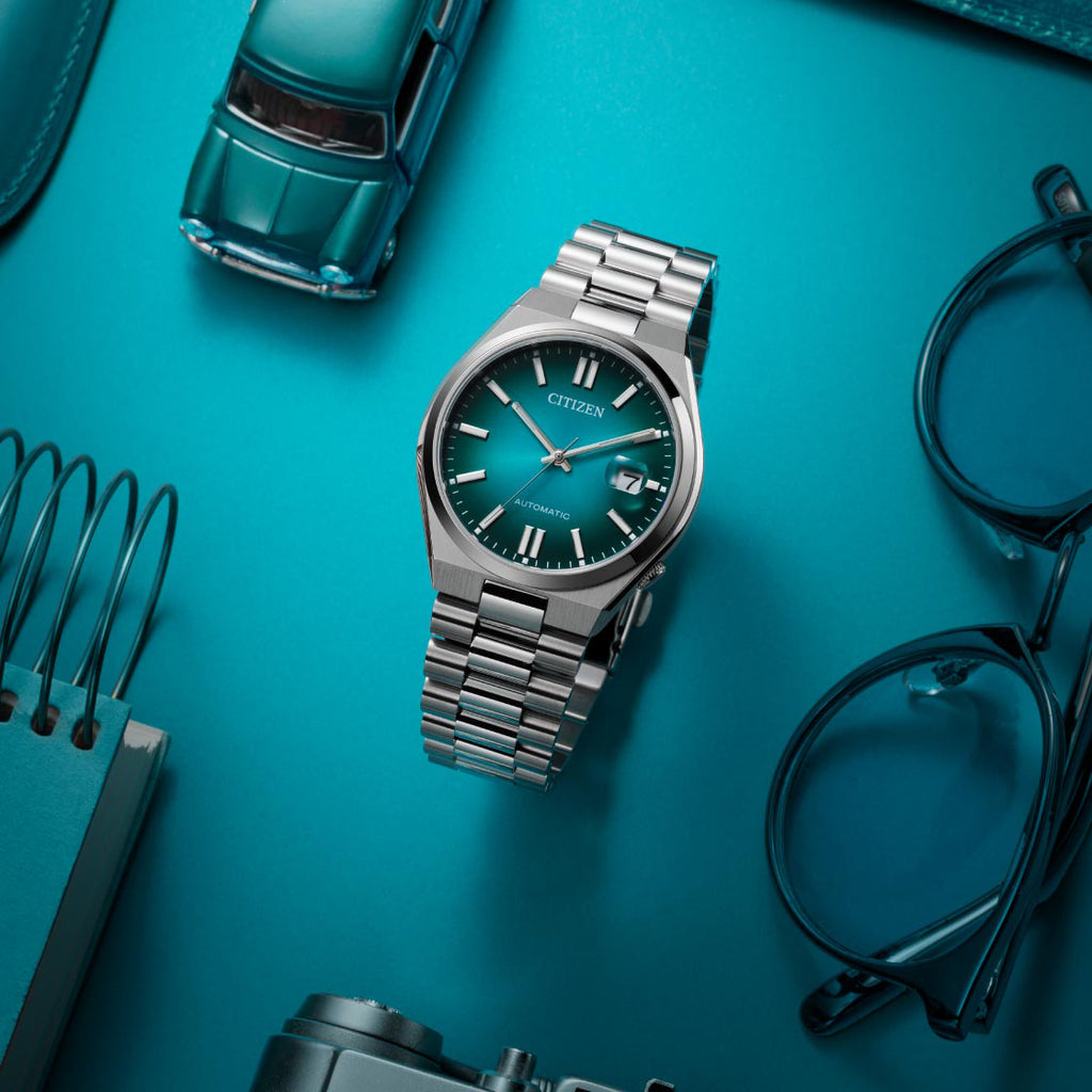 CITIZEN NJ0151-88X AUTOMATIC - MODERN SILVER TIMEPIECE WITH TURQUOISE DIAL-i-Watch-2