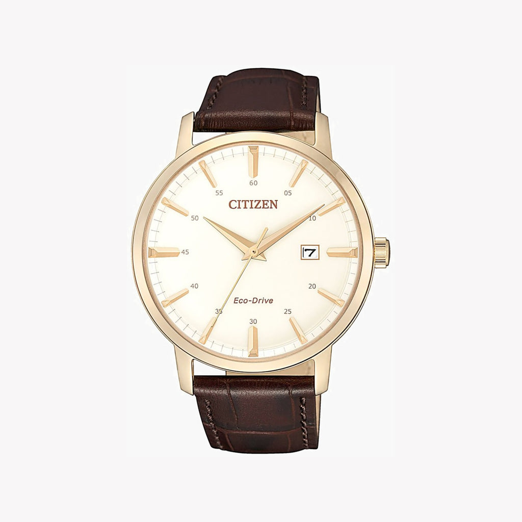 CITIZEN BM7463-12A CLASSIC ELEGANCE - BOLD SOPHISTICATION MEN'S WATCH WITH GOLD DIAL & BROWN LEATHER BAND