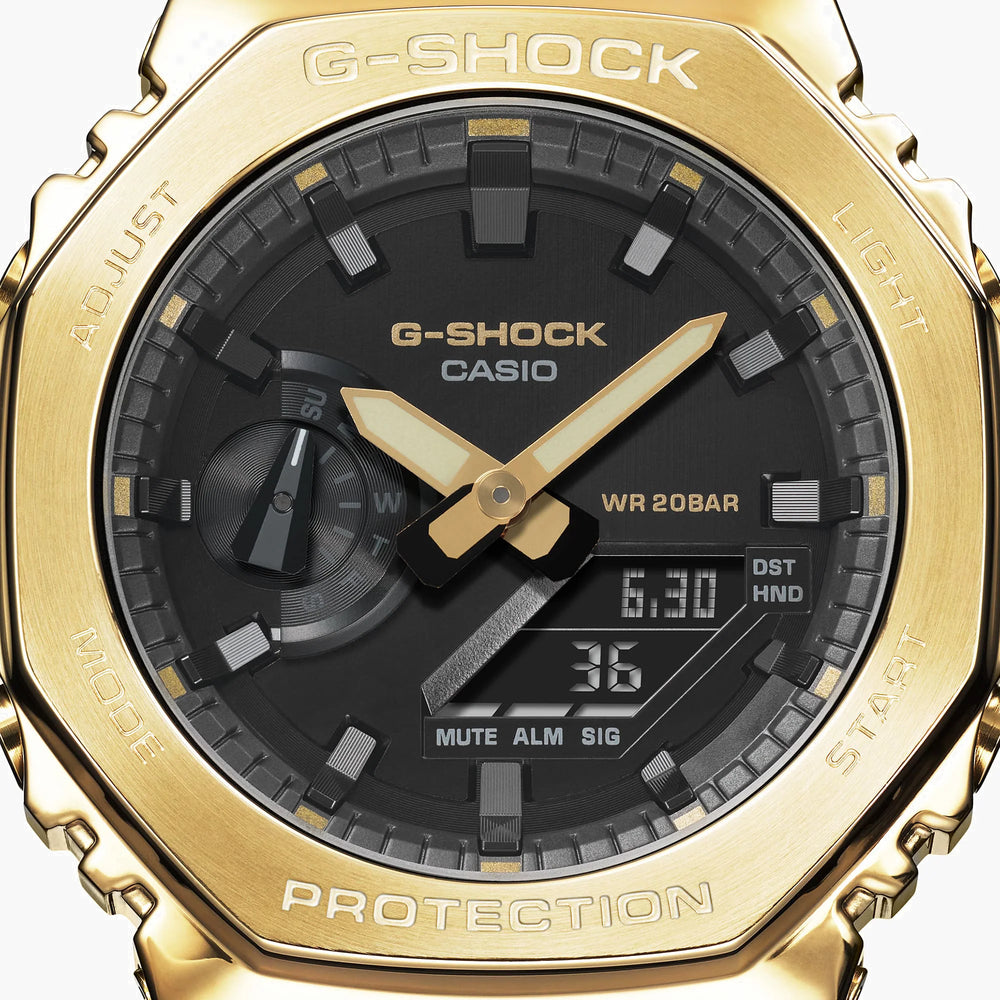 Casio G-Shock Gm-2100g-1a9dr - Bold Gold Metal Clad Men's Watch With Black Resin Band by i-watch