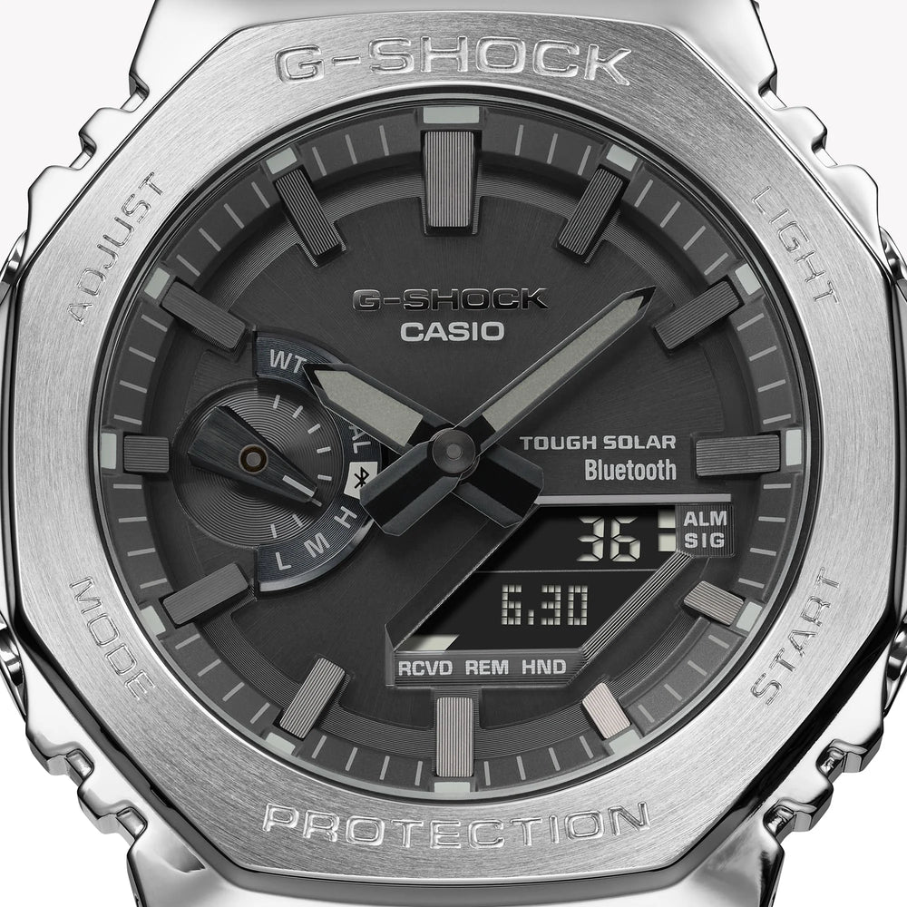 Casio Men's Silver Stainless Steel Watch, Black Dial | Gm-B2100d-1aer by i-watch
