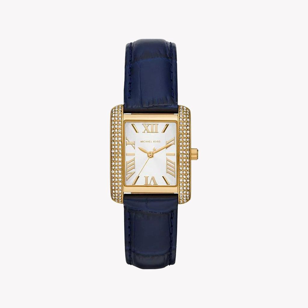 MICHAEL KORS MK2982 GLAMOROUS GLOW - ELEGANT WOMEN'S WATCH with gold-tone case and bold blue leather band