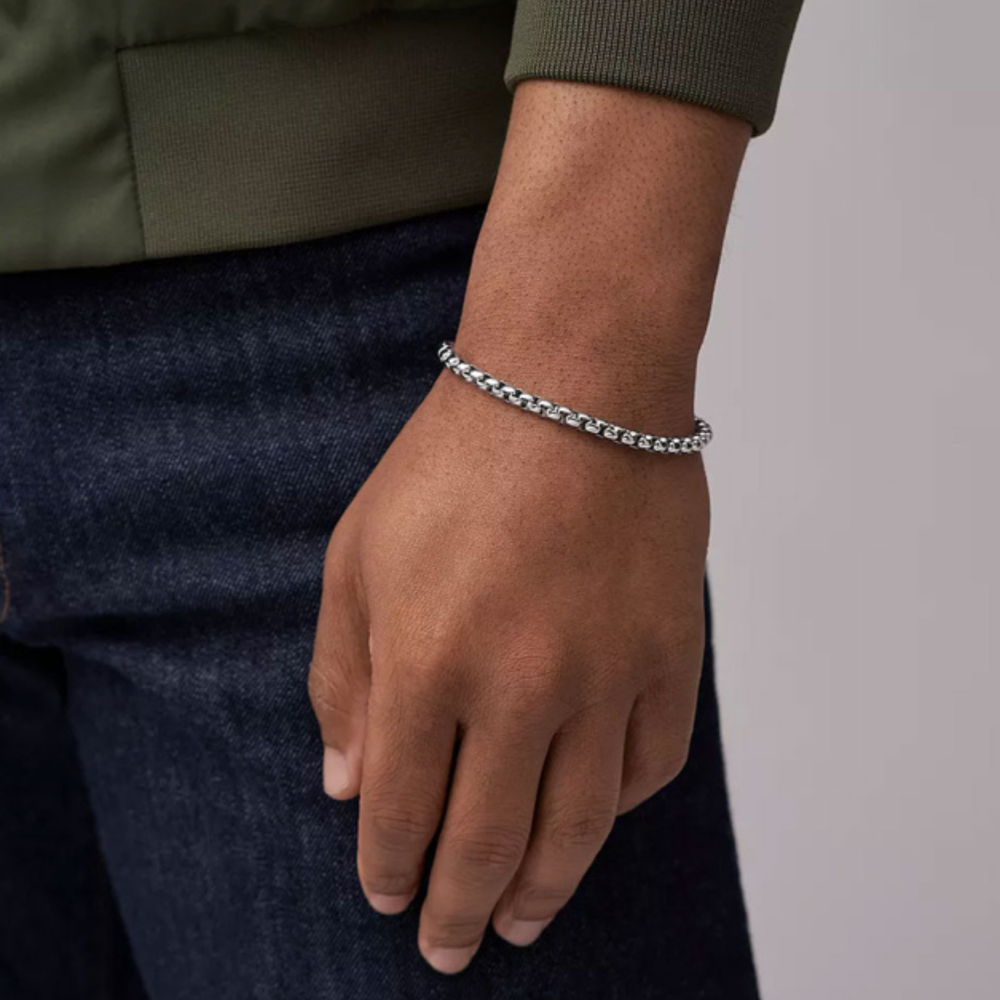 Fossil Men's Silver Bracelet, Stainless Steel Chain | JF04562040