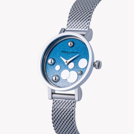 Pierre Cardin Women's Silver & Blue Watch, Stainless Steel | Ccm.0512