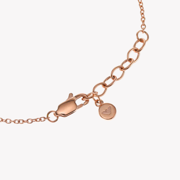 Emporio Armani Women's Silver & Rose Gold Bracelet, Crystal Interlocking Rings | EGS3005221