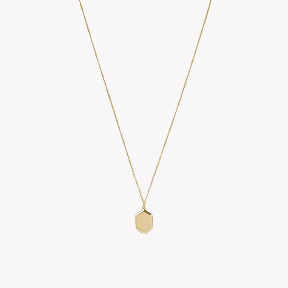 Fossil Women's Gold-Tone Necklace, Hexagonal Pendant | JF03363710