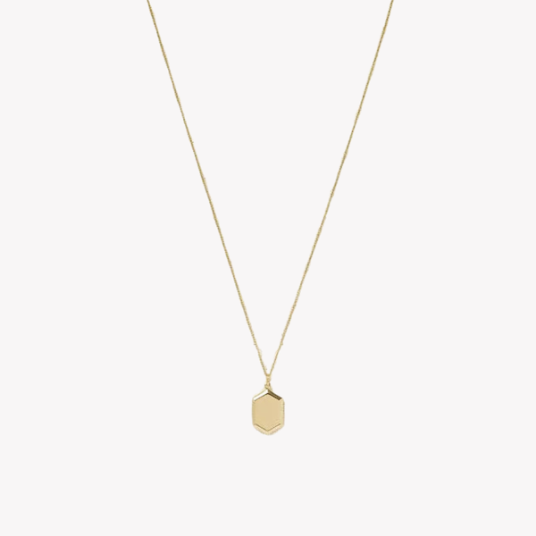 Fossil Women's Gold-Tone Necklace, Hexagonal Pendant | JF03363710