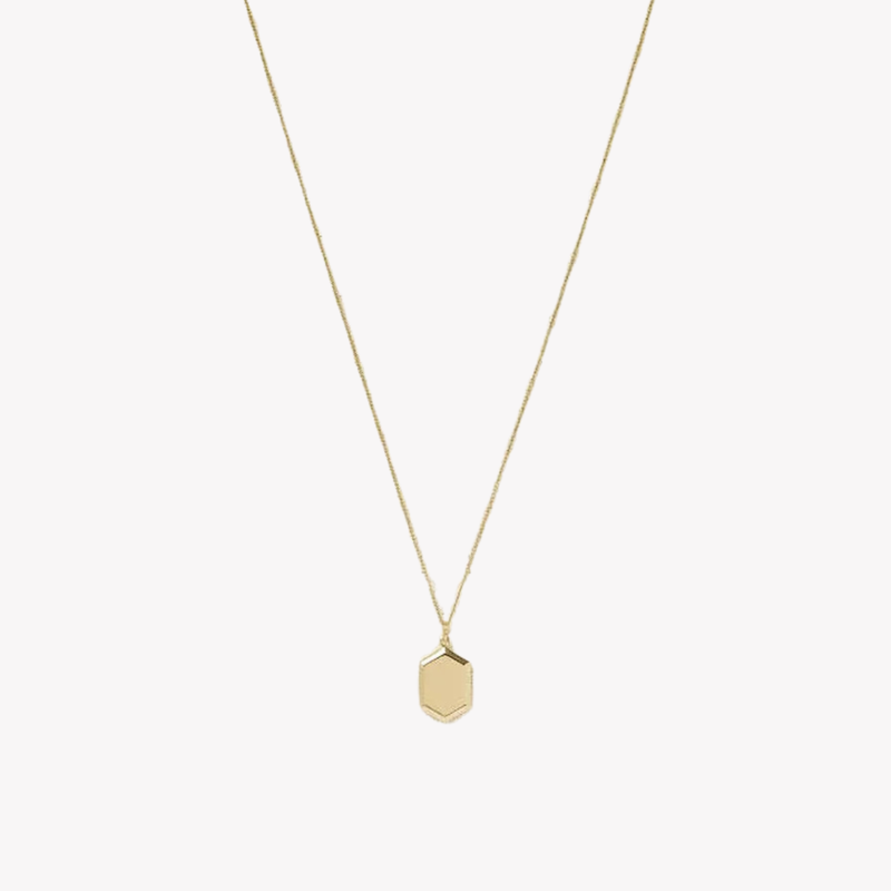 Fossil Women's Gold-Tone Necklace, Hexagonal Pendant | JF03363710
