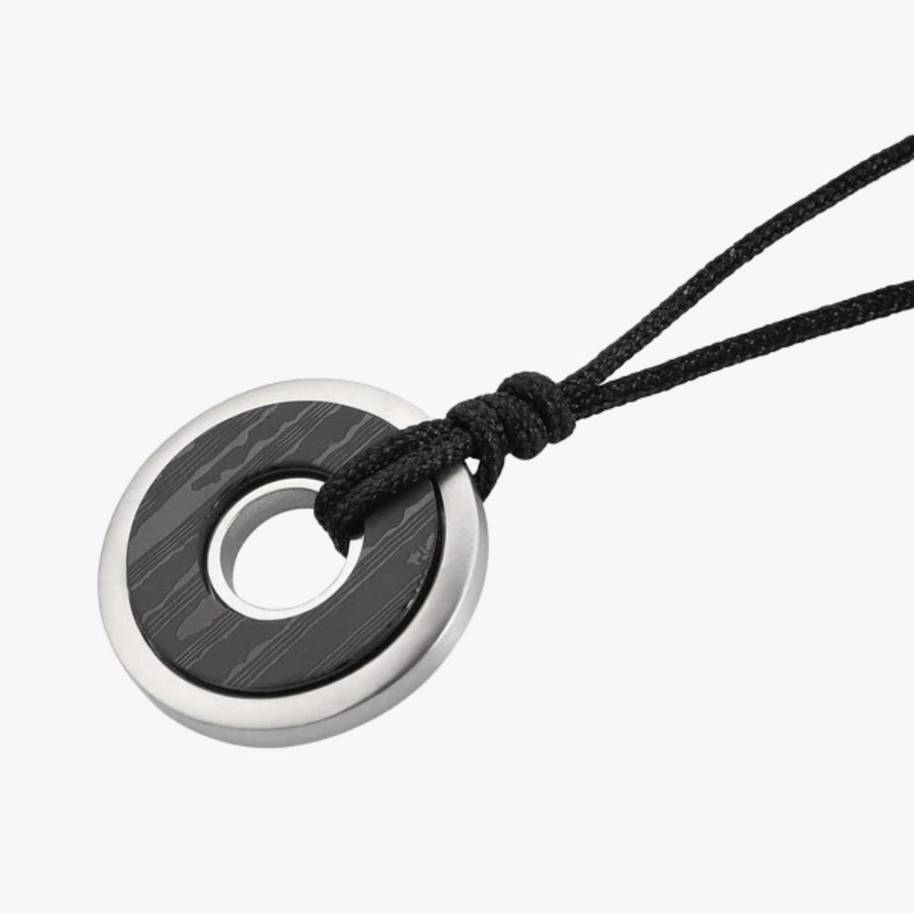 Zink Men's Necklace - Black Stainless Steel & Carbon Fiber | Zjpd027-S