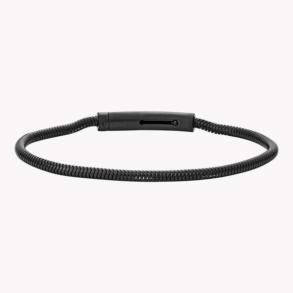 Fossil Men's Black Bracelet, Steel Cord Chain | JF03099001