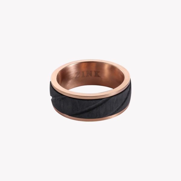 Zink Men's Rose Gold & Black Stainless Steel Ring | Zjrg03311