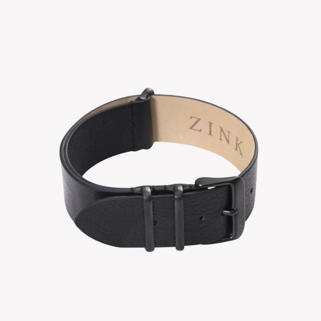 Zink Men's Leather Watch Band - Black | Zlb001bb