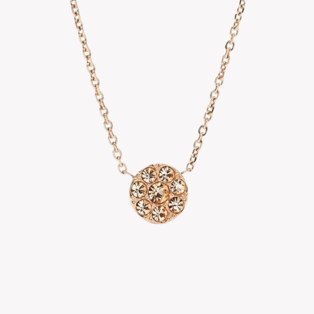 Fossil Women's Rose Gold Necklace, Peach Crystals | JF00846791