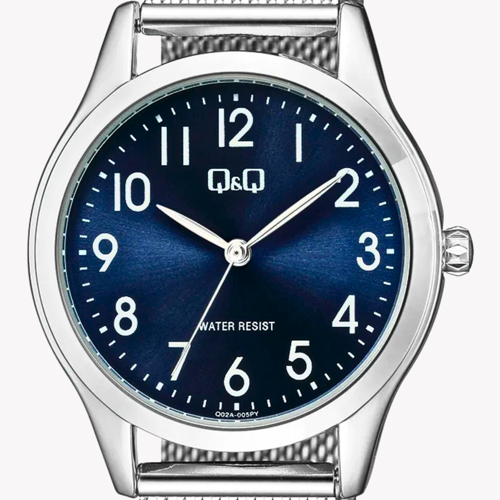 Q&Q Women's Silver Watch, Blue Dial | Q02A-005PY