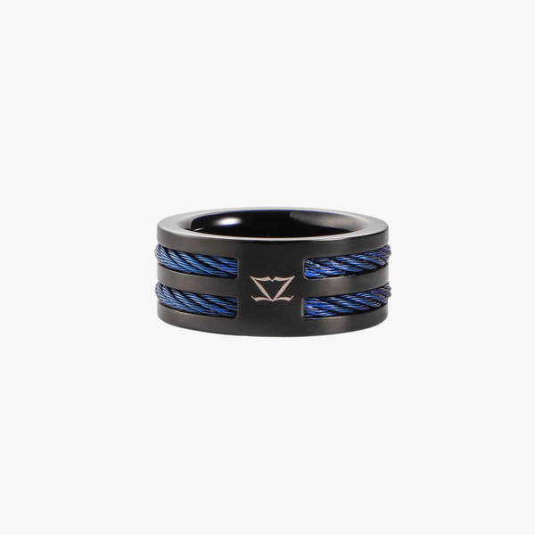 Zink Men's Black & Blue Stainless Steel Ring | Zjrg040bl