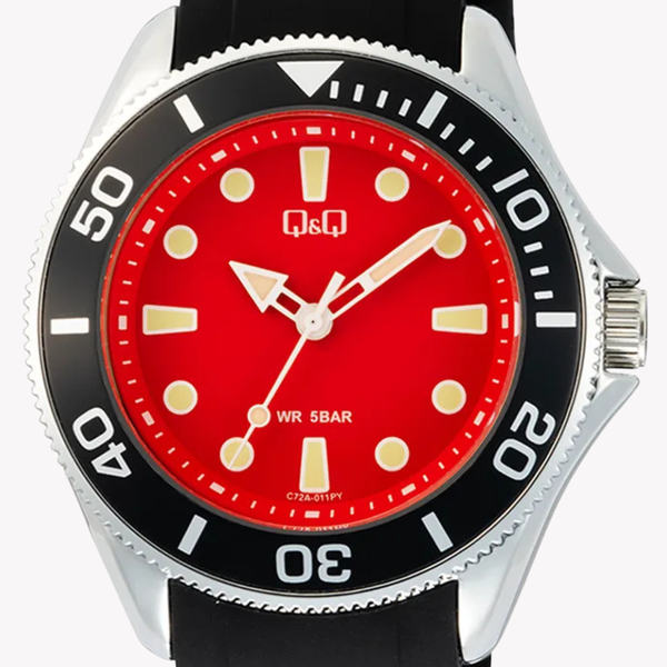 Q&Q Men's Silver Men's Watch, Red Dial | C72A-011PY