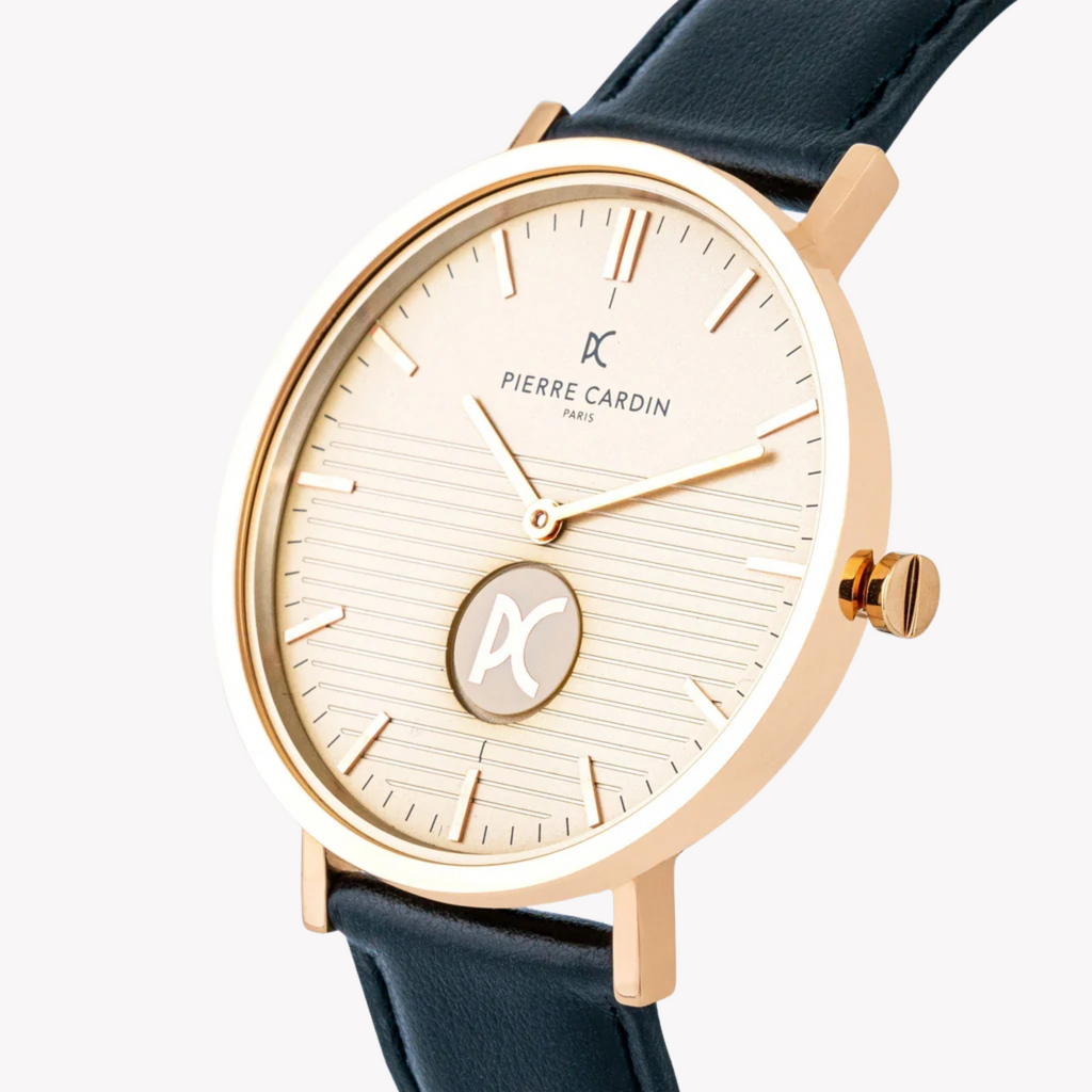 PIERRE CARDIN CBV.1048 ELEGANTE ROSÉGOLD HERRENUHR – BEIGES ZIFFERBLATT & SCHWARZES LEDERBAND