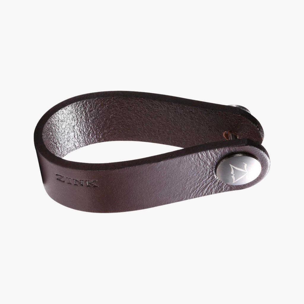 Zink Men's Brown Leather & Stainless Steel Keychain | Zjkc007br