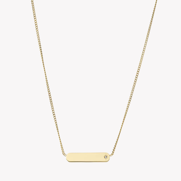Fossil Women's Gold-Tone Necklace, Bar Pendant with Cubic Zirconia | JF04019710
