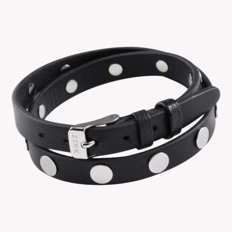Zink Men's Black & Silver Stainless Steel & Leather Bracelet | Zjbc032lbp-A by i-watch