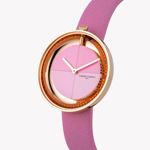 Pierre Cardin Women's Pink Leather Watch, Rose Gold Case | Cma.0004