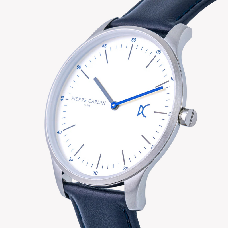 Pierre Cardin Men's Silver Watch, Blue Leather Band | Cba.4001 by i-watch