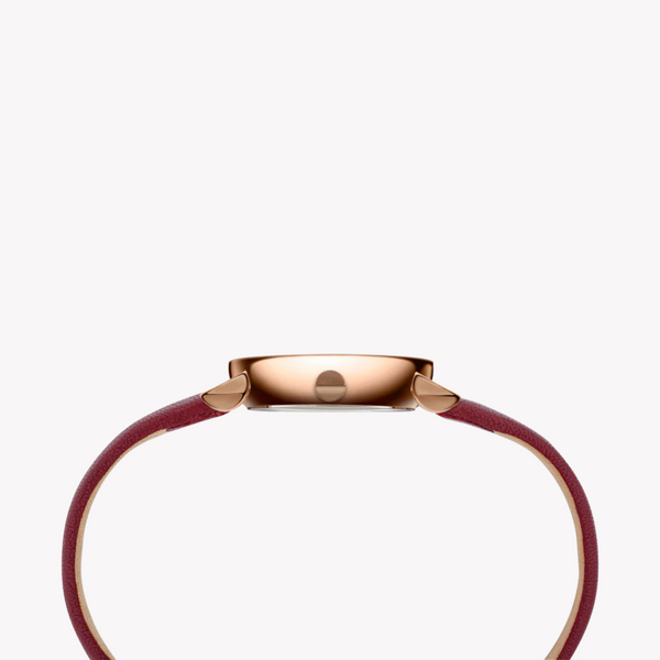 Pierre Cardin Women's Burgundy Leather Watch, Silver Dial | Ccm.0507