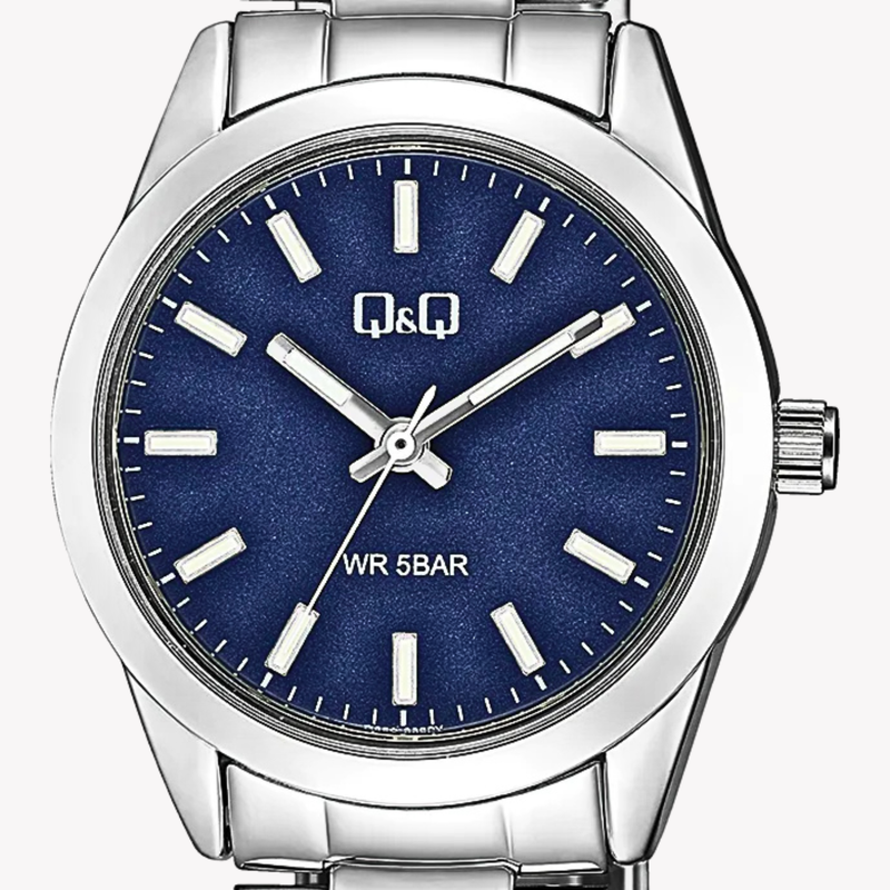 Q&Q Women's Silver Watch, Blue Dial | Q82A-002PY