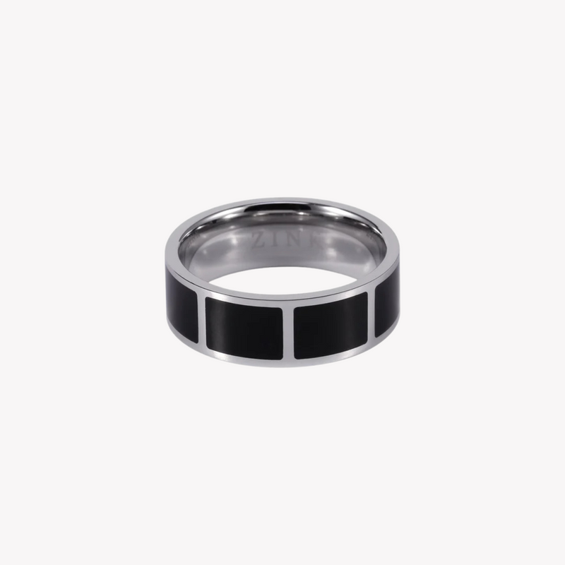 Zink Men's Silver & Black Stainless Steel Ring | Zjrg009spb by i-watch
