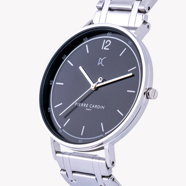 Pierre Cardin Men's Silver Stainless Steel Watch, Black Dial | Cbn.3013 by i-watch