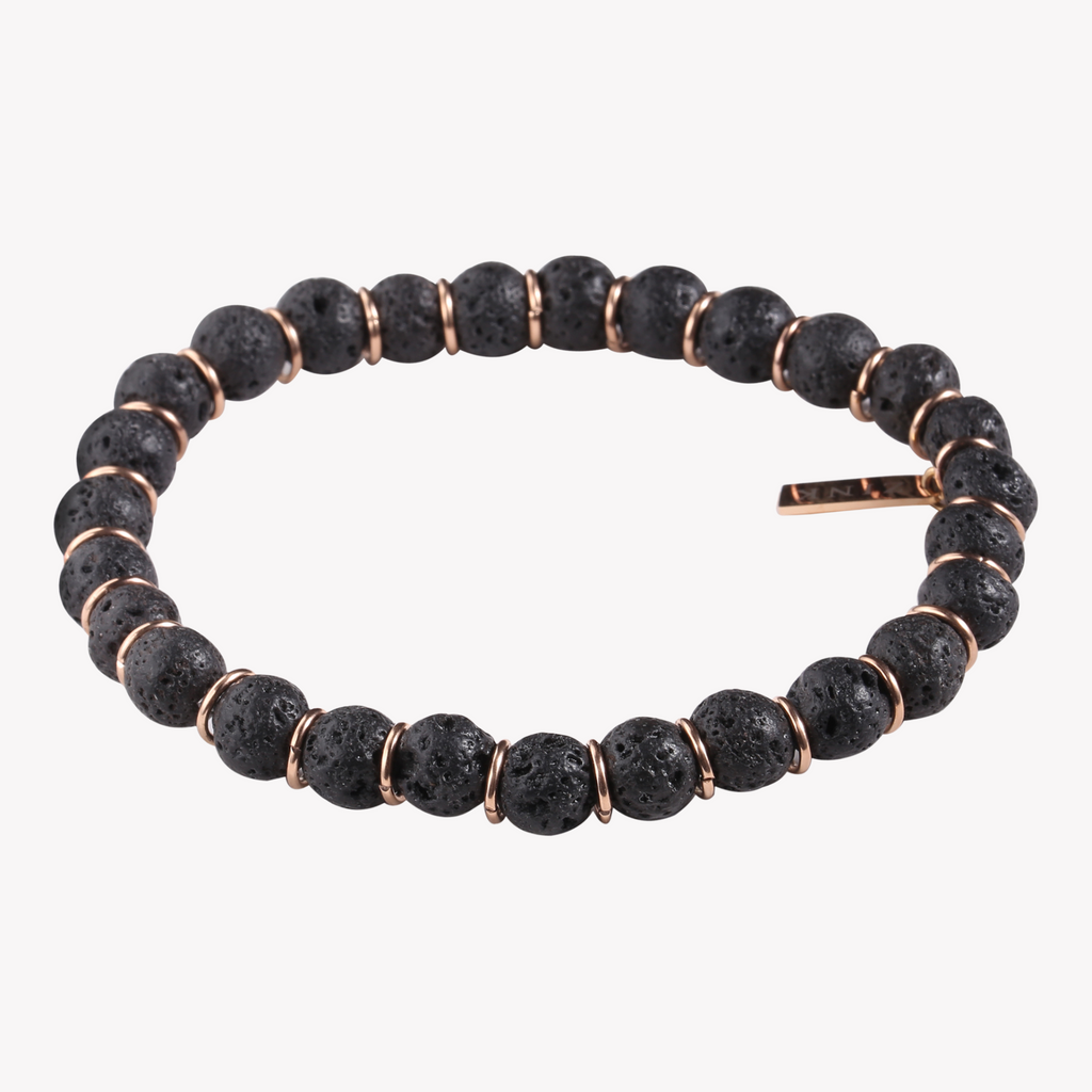 Zink Men's Black & Rose Gold Stainless Steel Bracelet | Zjbc036brg